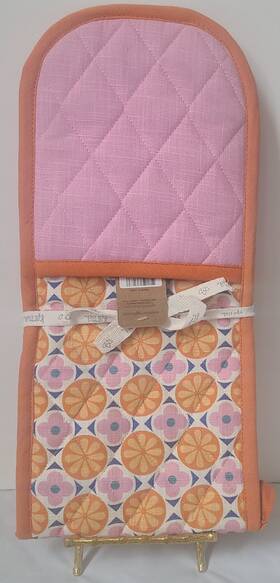 Ka-4027-11 Karma Pink And Orange Quilted Double Oven Mitt New With Tags