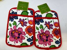 Kate Spade New York 028332599290 Festive Floral 2 Pc Kitchen Pot Holder Lot Of Multicolor