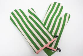 Kate Spade New York 028332816793 Oven Mitt Set Botanical Stripe Pattern