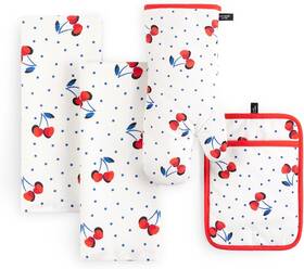 Kate Spade New York 028332816854 Cherry Dot Kitchen Towel Oven Mitt And Pot Holder 4-pack Set