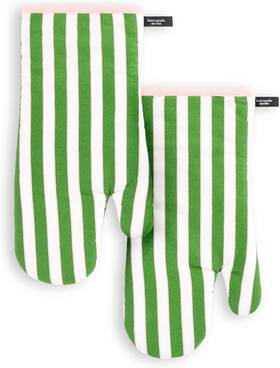 O2020759tdks Kate Spade New York Botanical Stripe Oven Mitt 2-pack 7 Inch X 13 Green/pink