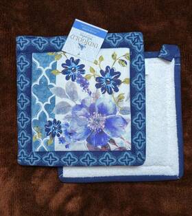 Kay Dee 723886565325 Flowers Potholder Set Indigold Pattern Nwt