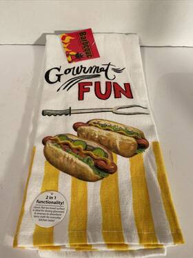 Kay Dee Designs 723886141673 Bbq Time Kitchen Towel Ketchup Mustard Hot Dog Burger Set Of 2 New