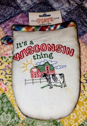 5.5x7.5in Kay Dee Designs F2242 Wisconsin State Farm Scene Embroidered Oven Mitt