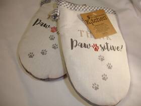 R4604 Kay Dee Designs New Animal Cat Dog Paw Prints Grabbers Mitts Kitchen Cotton Oven Mitt