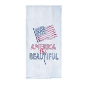 R6523 Kay Dee Designs America The Beautiful Embroidered July 4th Flag Kitchen Towel
