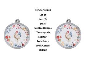 Kay Dee Designs R8022 Inch Countryside Rooster Set Of 2 Two Potholders 8 Cotton