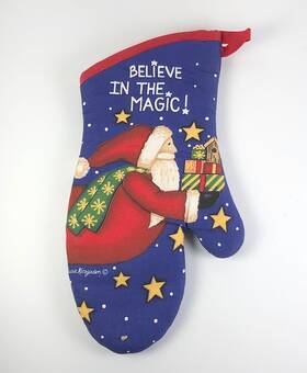 T8645 Kay Dee Designs Kd Believe In The Magic Red And Blue Kitchen Oven Mitt Christmas Santa Claus
