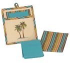 Kay Dee Elegant Tropical Palm Trees Kitchen 3 Piece Pocket Mitt And Towel Set 723886520973