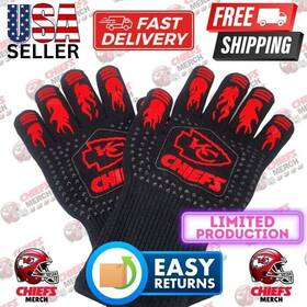 Kccglove001 Kc Chiefs Merch Kansas City Dual-sided Grill Gloves - 1472 F Heat Resistance