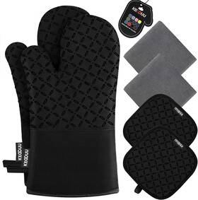 Kegouu 313109367388 Oven Mitts And Pot Holders 6pcs Set Kitchen Glove High Heat Resista