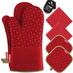 Kegouu 711181703696 Oven Mitts And Pot Holders 6pcs Set Kitchen Glove High Heat Resista