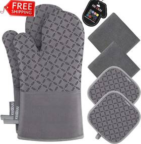 Kegouu 744759054401 Oven Mitts And Pot Holders 6pcs Set Kitchen Glove High Heat Resista