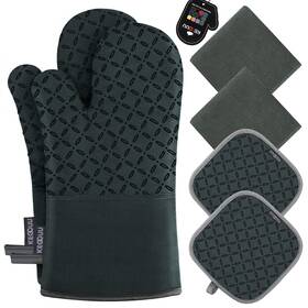 Kegouu 757158550955 Oven Mitts And Pot Holders 6pcs Set Kitchen Glove High Heat Resi