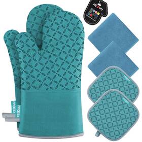Kegouu 759838076854 Oven Mitts And Pot Holders 6pcs Set Kitchen Glove High Heat Resi