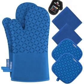 Kegouu 759838076915 Oven Mitts And Pot Holders 6pcs Set Kitchen Glove High Heat Resistant 500 D