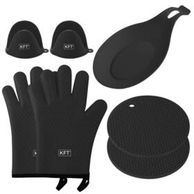 Kft 645637266810 Oven Mitts And Pot Holders Sets Kitchen Essentials 7pcs Heat Resistant