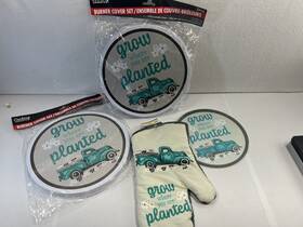 Kitchen 639277741653 Grow Where You Are Planted Farmhouse Truck Blue Stove Covers Oven Mitt Board