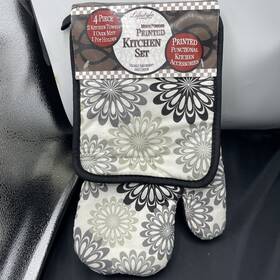 Kitchen 748209281072 Royal Crest Cotton 2 X Towel 1 Oven Mitt Pot Holder 4 Piece Set