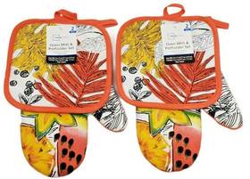 Kitchen 825540092823 Tropical Fruit Oranges Watermelon Potholder Oven Mitt Set Fall Colors X2