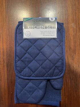 Kitchen 878848965559 Nwt Navy Set Towels Oven Mitt Pot Holder