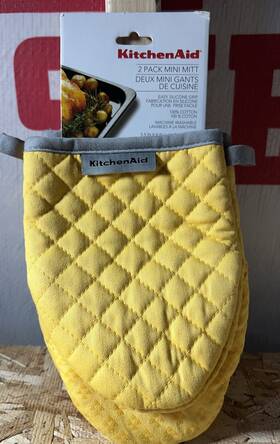 Kitchen Aid 769924647431 2 Pack Mini Mitt 100% Cotton Silicone Grip Yellow