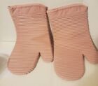 Kitchen Aid Ribbed Soft Silicone Oven Mitt Set 2-pack Pink Dusty Rose Nwot