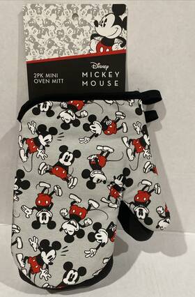 Bb1091502 Kitchen Disney Mickey Mouse 2-pack Mini Oven Mitt Rubberized Gray Pot Holder New With Tag