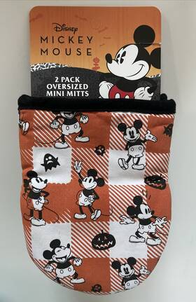 Bb1266102 Kitchen Disney Mickey Mouse Pumpkin Themed 2 Pack Mini Oven Mitts New