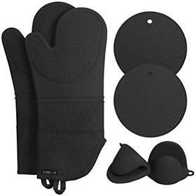 Kitchen Extra Long Oven Mitts And Pot Holders Sets Cooking Heat Resistant 6 Pack