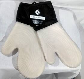 Kitchen/grill 738980961829 Durable Heat Resistant Silicone Gray Black 2 Pc Long Oven Mitt Set