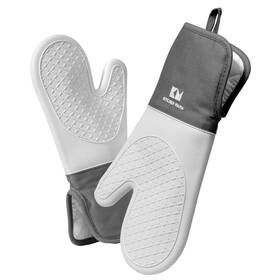 Kitchen Mama 711216781053 Silicone Oven Mitts Heat Resistant Non-slip Stain-resistant Food-grade Si