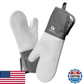 B0dz5zq8bj Kitchen Mama Ultrashield Silicone Oven Mitts - Heat Resistant Non-slip Metal G