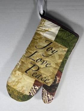 Rn-57936 Kitchen Oven Mitt 100% Cotton Better Homes Made In Usa Joy Love Peace