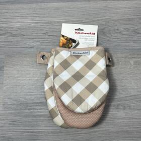 Kitchenaid 028332663236 Gingham Mini Oven Mitts - Set Of 2 New