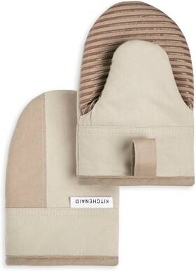 Kitchenaid 028332736657 Beacon Two-tone Non-slip Mini Oven Mitt Set Milkshake/beige 5.5 Inch X8