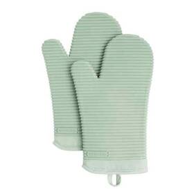 Kitchenaid 028332753265 Soft Silicone Pistachio Green Oven Mitt Set Waterproof Durable Cooking 2-pack