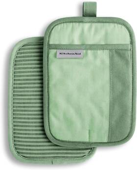 Kitchenaid 028332768061 Beacon Two-tone Non-slip Pot Holder Set Pistachio/graphite Green 7 Inch