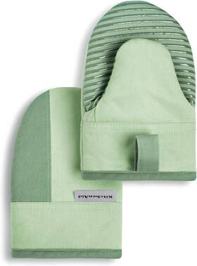 Kitchenaid 028332768122 Beacon Two-tone Non-slip Mini Oven Mitt Set Pistachio/graphite Green