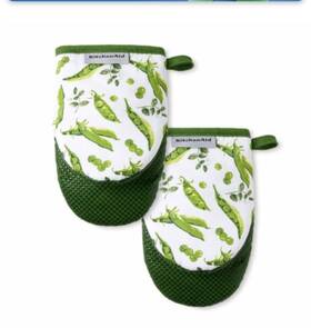 Kitchenaid 028332798396 2-piece Mini Oven Mitts/green Pea Print