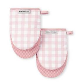 Kitchenaid 028332799201 Gingham Mini Oven Mitt 2-pack Set Dried Rose 5.5 Inch X8
