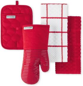 Kitchenaid 028332799942 Quilted Cotton Terry Cloth Oven Mitt Pot Holder Heat Resistant Red
