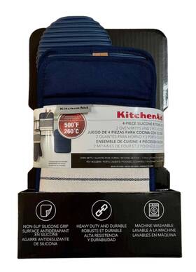Kitchenaid 028332837026 4-piece Silicone Kitchen Oven Mitt Set 2 Mitts And Pot Holders