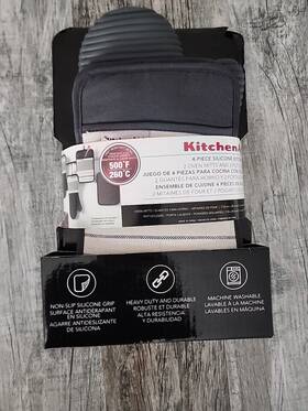 1796209 Kitchenaid 4-piece Silicone Kitchen Oven Mitt Set 2 Mitts And Pot Holders