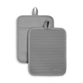 Kitchenaid 313019198140 Ribbed Soft Silicone Gray Pot Holder 2 Pack