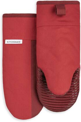 Kitchenaid 445007968947 Beacon Two-tone Non-slip Oven Mitt Set Passion Red/bordeaux 5.75 Inch X1