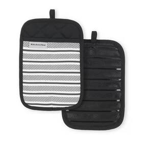 Kitchenaid 445043234297 Albany Matte Black 7 Inch X 10 Cotton Pot Holder Set 2-pack