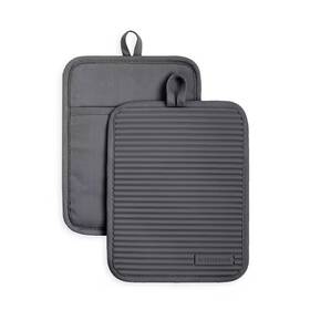 Kitchenaid 705353690761 Ribbed Soft Silicone Charcoal Grey Pot Holder Set 2-pack