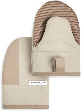Kitchenaid 726084746282 Beacon Two-tone Non-slip Mini Oven Mitt Set Milkshake/beige 5.5 Inch X8
