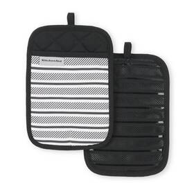 Kitchenaid 744759387288 Albany Cotton Onyx Black Pot Holder Set 2-pack